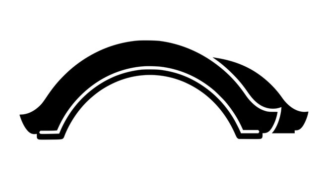 Black minimalist arched bridge silhouette icon isolated on white background