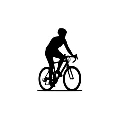 Fototapeta premium Silhouette of a Professional Road Cyclist Riding a Bike on White Background