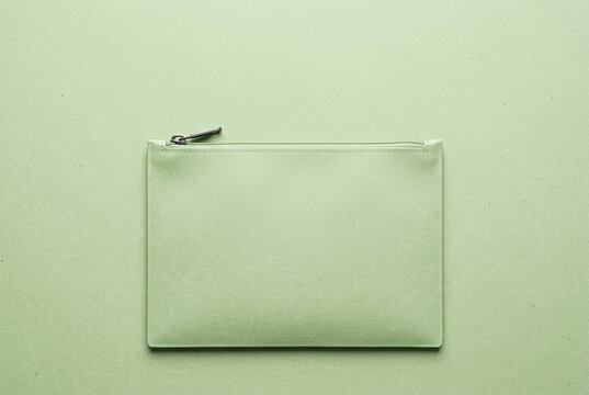 Eco friendly bio plastic pouch packaging on green background