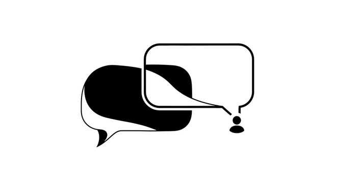 Black speech bubbles on white background.