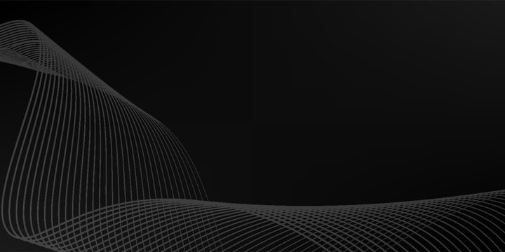 Abstract black background with wavy lines vector design flowing premium