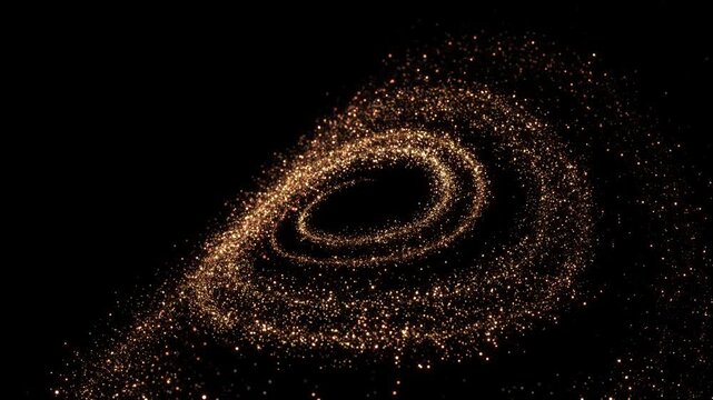 Glitter Light circle trail Sparkling star dust trail spiral particle animation. Golden particles Christmas gold glitters. Bokeh holiday event transition, logo title festival Christmas, Diwali, Ramadan