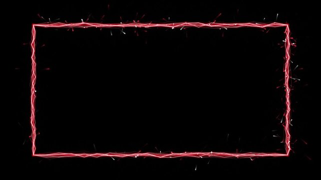 Red electric lightning rectangle border animation. 4K Video