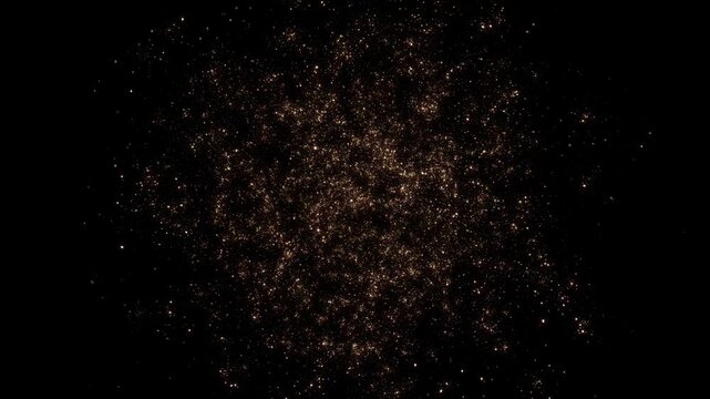Gold Particles Moving Glitter Luxury particles Background. energy flying wave flash lights. dust flickering on black background. Awards. magical smoke. success, luxury, celebration. 3D Illustration