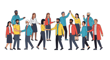 Fototapeta premium Diverse group of people shaking hands, celebrating teamwork and collaboration