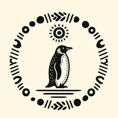 Black and white penguin standing alone. © black