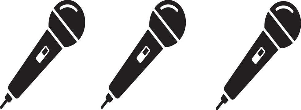 Microphone Silhouette Icon Set Audio Recording Music Vector
