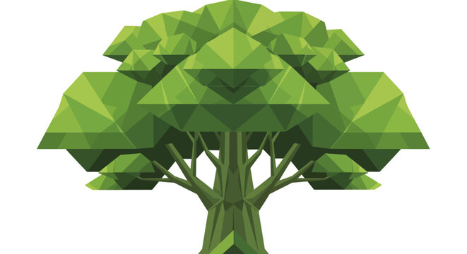 Low poly green tree illustration.