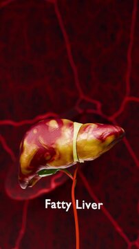 Liver deterioration sequence showing healthy organ evolving into fatty liver fibrosis cirrhosis and cancer demonstrating chronic inflammation damage and disease progression in human liver system. 3D c