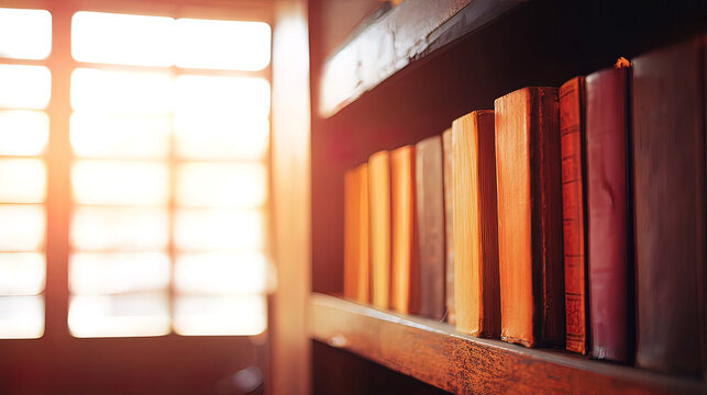 mediocrity. A curated bookshelf with philosophical volumes in soft window light. lifestyle magazines, social media lookbooks, designed for lifestyle magazines and social media content.

