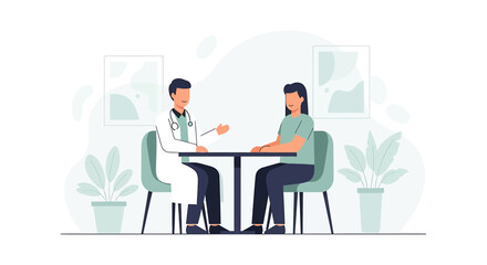 Fototapeta premium Doctor consulting patient in a modern clinic, healthcare concept, medical consultation