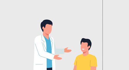 Obraz premium Doctor consulting with a smiling patient in a medical office, discussing health and wellness.