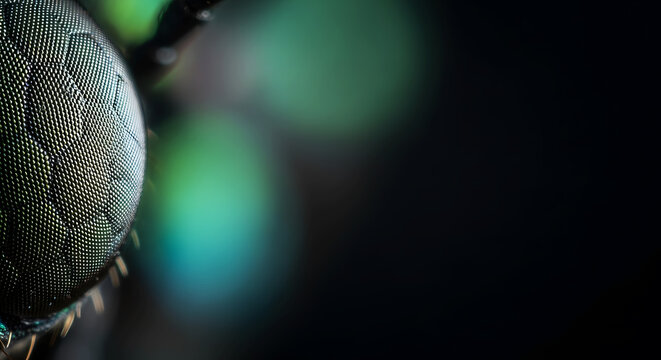 Extreme macro of an insect compound eye showing hexagonal lens structure