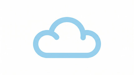 Fototapeta premium Minimalist light blue outlined cloud icon, symbolizing digital data storage, network computing, and internet connectivity, ideal for modern tech designs and weather applications