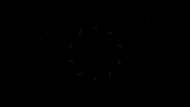 Line blast circle explosion animation, glowing ring burst effect, firework streak lines, cinematic overlay transition,alpha ready, seamless loop, black background video clip 4k
