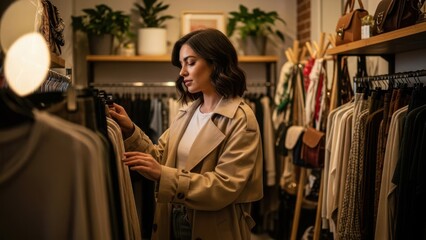 Fototapeta premium Woman shopping in clothing store.