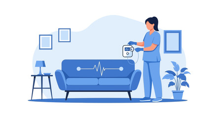 Fototapeta premium Nurse checking vital signs on a patient at home, healthcare concept