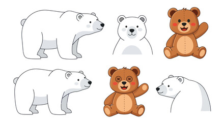 Cute Polar Bears and Teddy Bears Collection - Cartoon Style © Keset
