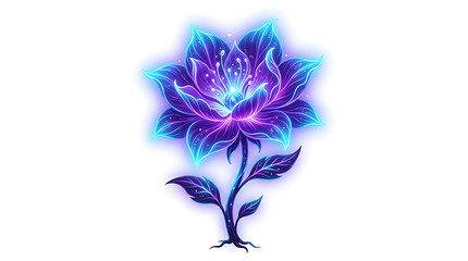 Obraz premium Magical Glowing Bioluminescent Fantasy Flower Neon Blue Purple Art