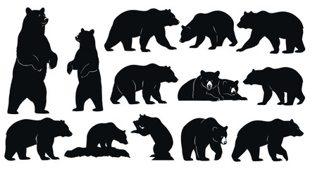 Bear Silhouettes Collection: Various Poses and Actions of Wild Animals © Keset