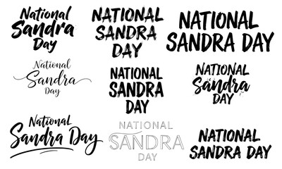 Obraz premium National Sandra Day typography collection in eight diverse lettering styles including brush script, bold block and grunge distressed text, versatile name holiday celebration design set