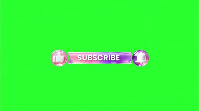 A fancy purple and pink subscribe button with bells and sparkles appears.