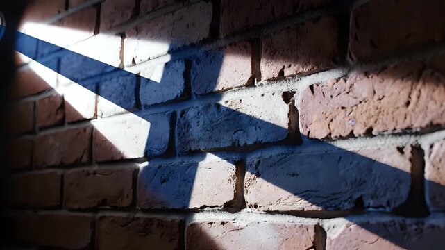 Sunlight casting shadow of Scottish flag on brick wall.