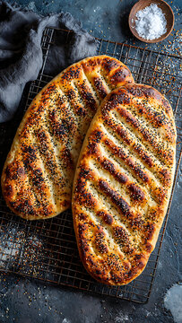 Authentic Naan-e Afghani Flatbread - Traditional Hearth-Baked Bread with Nigella Seeds and Toasted Texture