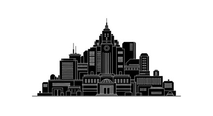 Obraz premium City skyline silhouette with modern buildings ? urban architecture