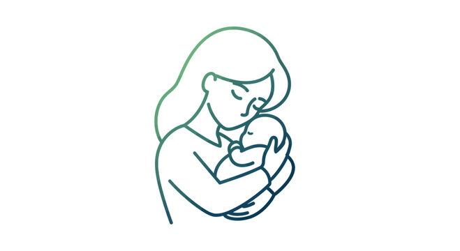 Woman Holding Newborn Baby Close.
