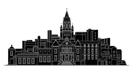 Obraz premium Cork City Skyline Silhouette ? Minimalist Irish Urban Landmark