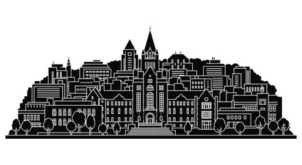 Obraz premium Cornell University campus skyline silhouette ? academic architecture