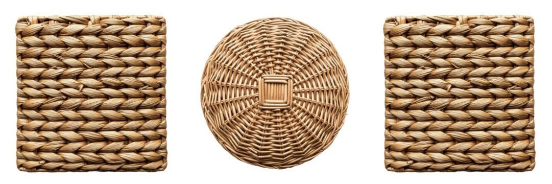 Round Woven Wicker Basket Isolated For Rustic Home Storage Natural Decor And Handmade Craft Design