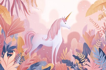 Obraz premium banner vector with unicorn fantasy theme for children