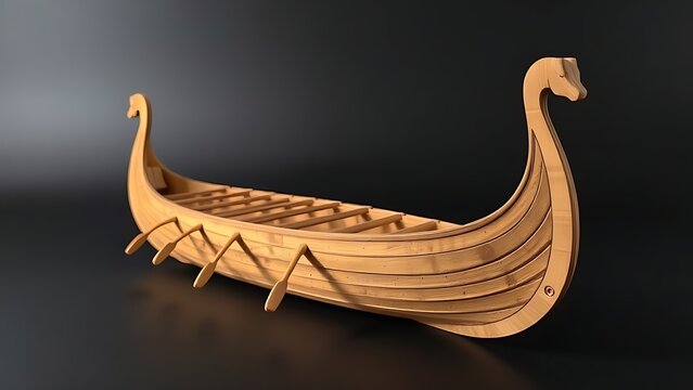 trireme. Detailed wooden model of an ancient trireme warship with rows of oars. mobility guides, transit brochures, designed for transport & logistics marketing, clarifies navigation.