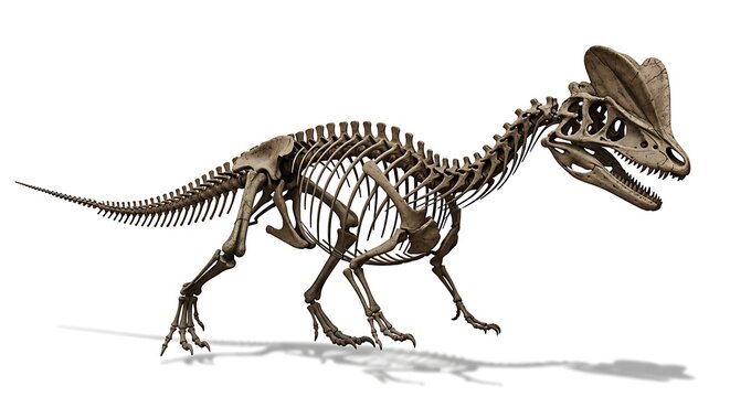 Detailed skeletal reconstruction of a Pachycephalosaurus dinosaur, showcasing its distinctive domed skull and bipedal posture.