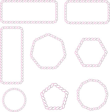 Pink rope border shapes, empty frames