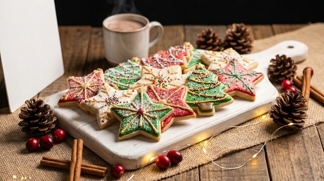 Seasonal Holiday Food Us Uk Canada Christmas Sugar Cookies Shaped as Stars and Trees Wi