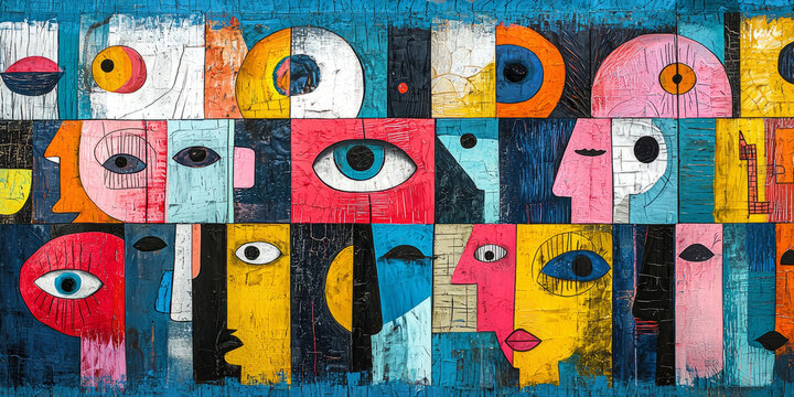 abstract shapes that morph into playful characters, fantasy symbols, and quirky doodles