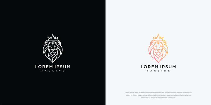 Lion Head With Crown Logo Design