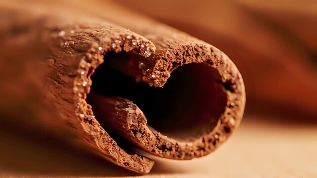 Closeup Macro Shot of a Cinnamon Stick with HeartShaped Opening.