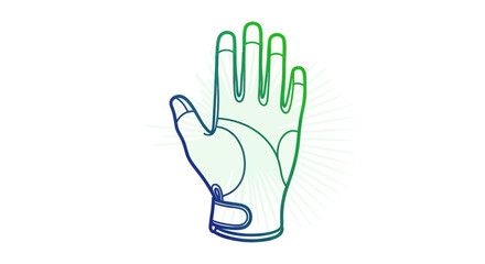 Obraz premium Hand glove icon, sports equipment, fitness accessory, stylized drawing, blue green gradient