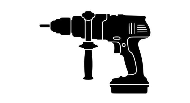 Cordless hammer drill silhouette icon isolated on white background