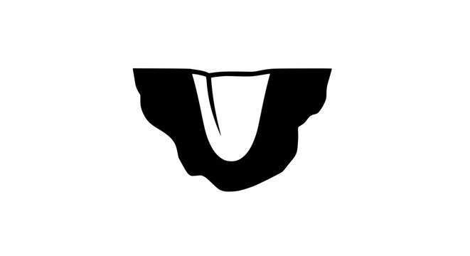 Minimalist black and white illustration of a deep hole in the ground
