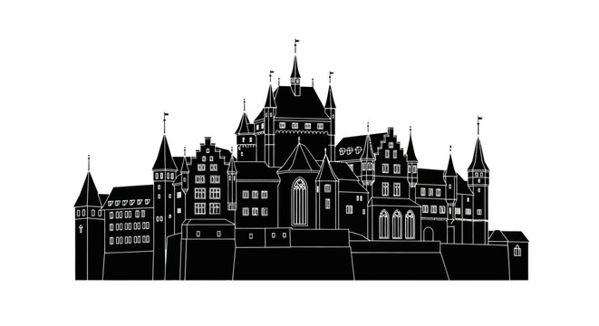 Eltz Castle silhouette icon ? medieval fortress graphic design