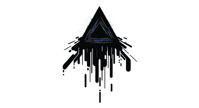 Triangle shape drips with dark ink creating a mysterious and edgy artistic pattern.