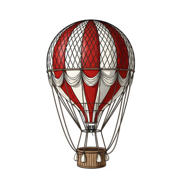 Vintage red and white hot air balloon illustration