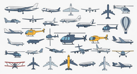 Collection of various aircraft and flying machines. © Joni