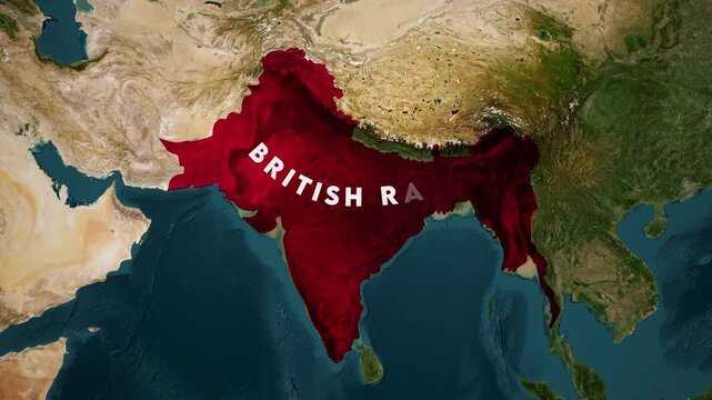 British India map animation. Zoom from Earth to the British Raj. Historical map animation 4k.