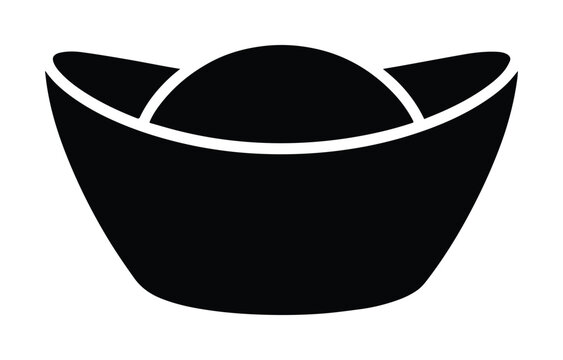 Black and White Chinese Gold Ingot Icon Vector